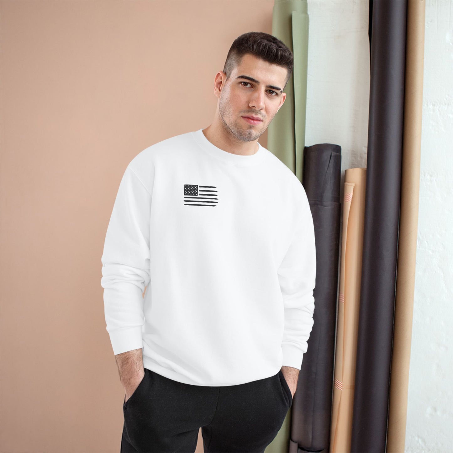 Champion Sweatshirt, Cozy Casual Wear, Unisex Apparel, American Flag Design, Perfect for Every Occasion, Gift for Friends