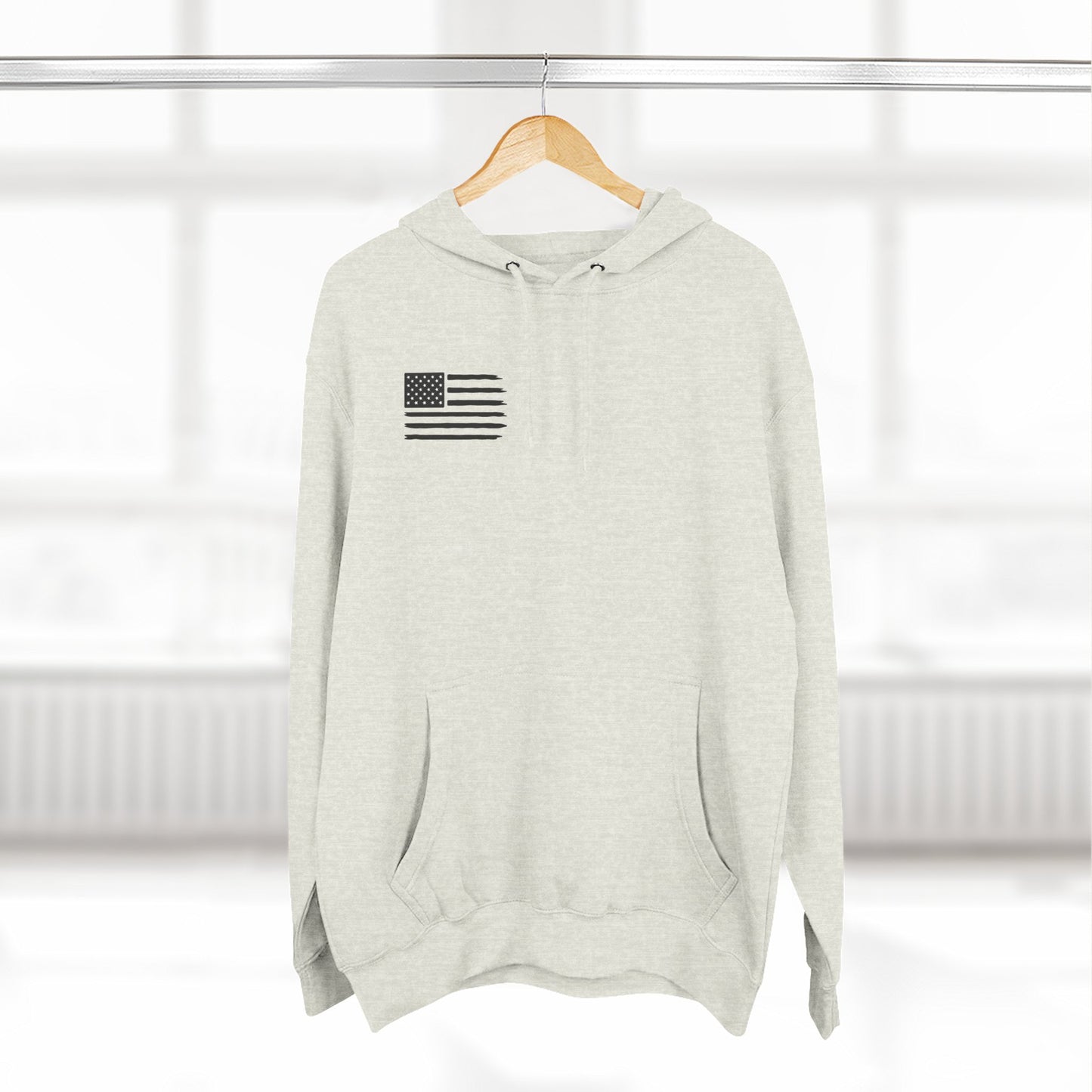 Patriotic Three-Panel Fleece Hoodie, American Flag Sweatshirt, Casual Wear for Veterans, Unisex Hoodie for Gifts, Fall Fashion Essential