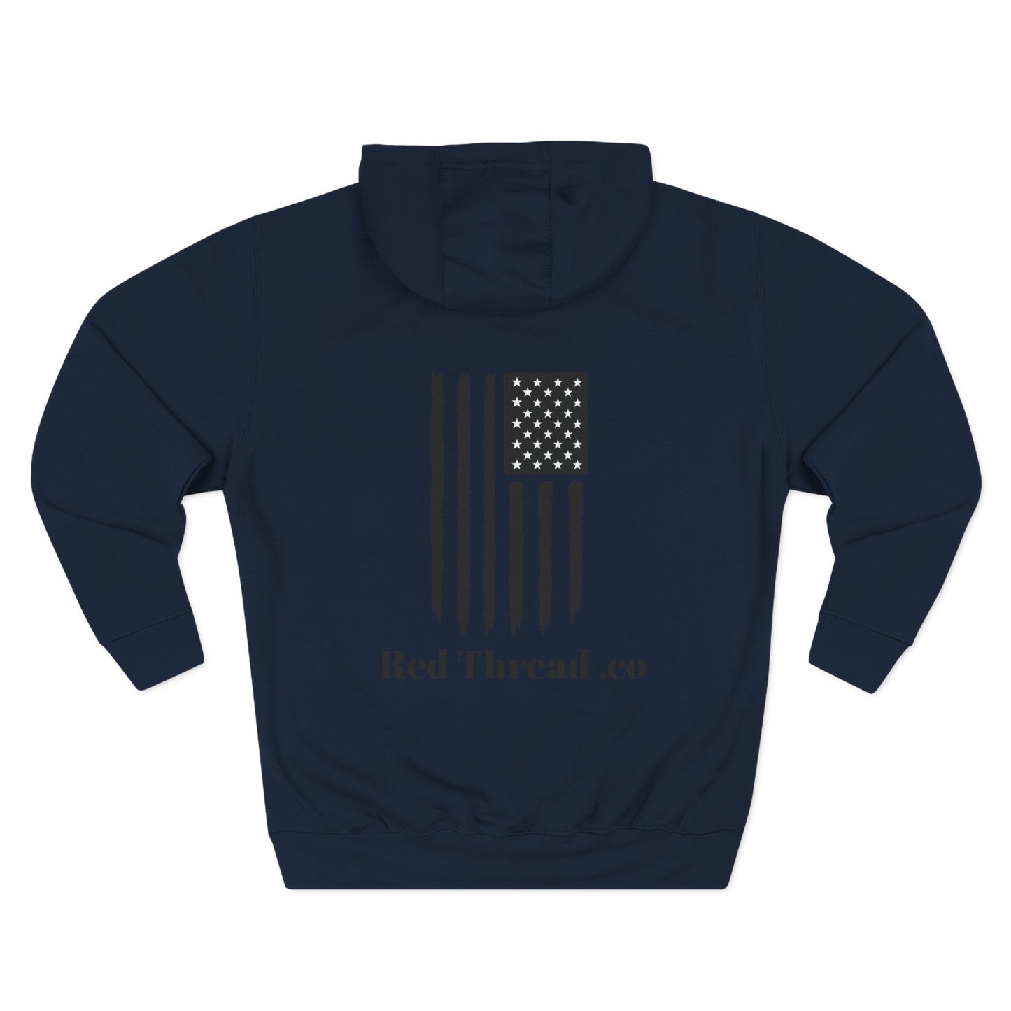 Patriotic Three-Panel Fleece Hoodie, American Flag Sweatshirt, Casual Wear for Veterans, Unisex Hoodie for Gifts, Fall Fashion Essential