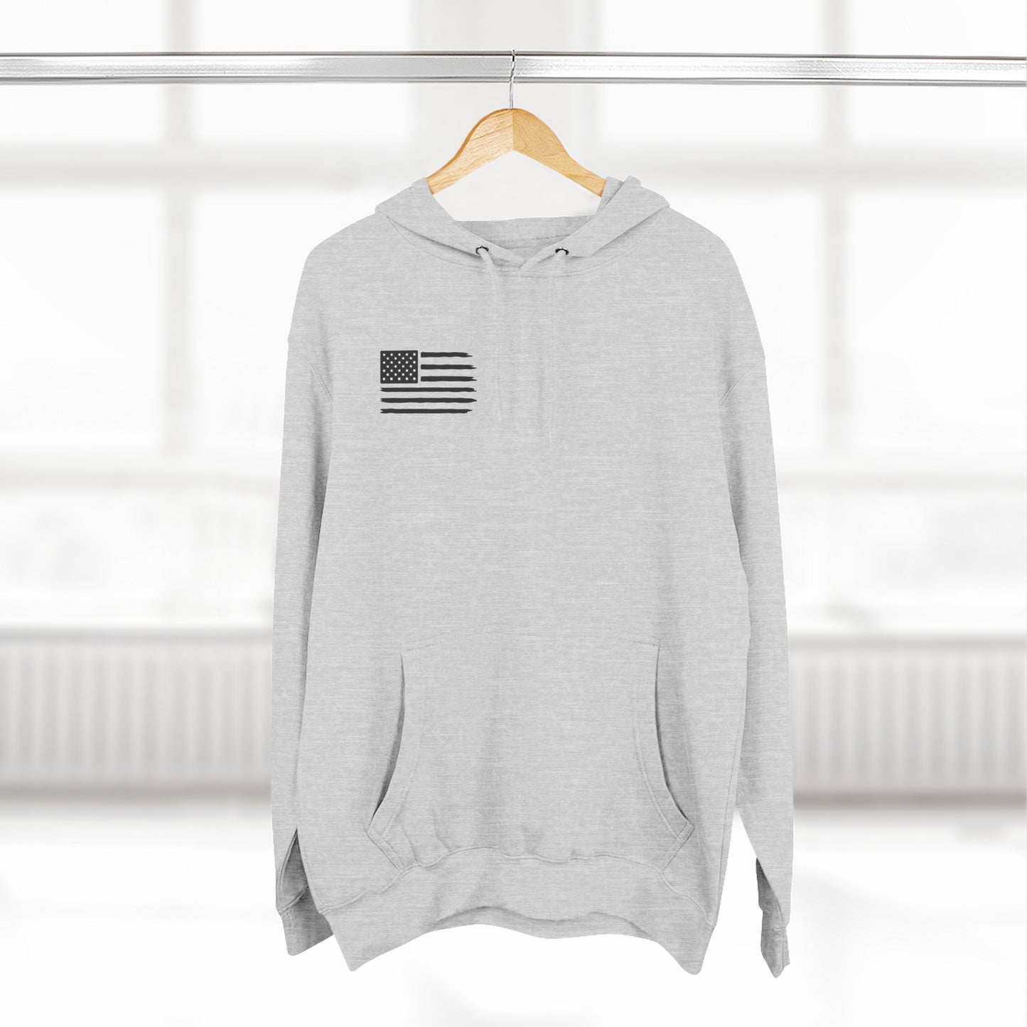 Patriotic Three-Panel Fleece Hoodie, American Flag Sweatshirt, Casual Wear for Veterans, Unisex Hoodie for Gifts, Fall Fashion Essential