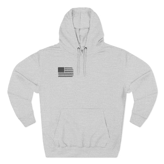 Patriotic Three-Panel Fleece Hoodie, American Flag Sweatshirt, Casual Wear for Veterans, Unisex Hoodie for Gifts, Fall Fashion Essential