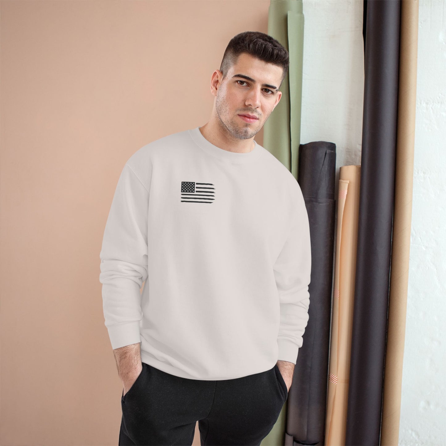 Champion Sweatshirt, Cozy Casual Wear, Unisex Apparel, American Flag Design, Perfect for Every Occasion, Gift for Friends