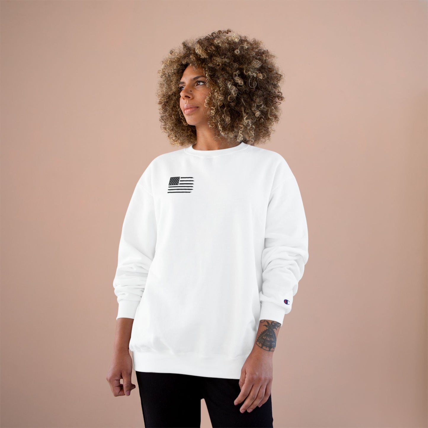 Champion Sweatshirt, Cozy Casual Wear, Unisex Apparel, American Flag Design, Perfect for Every Occasion, Gift for Friends