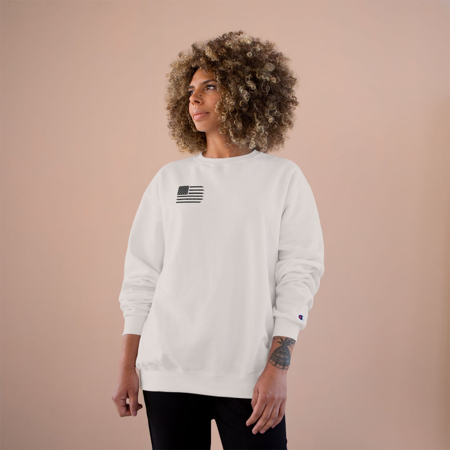 Champion Sweatshirt, Cozy Casual Wear, Unisex Apparel, American Flag Design, Perfect for Every Occasion, Gift for Friends