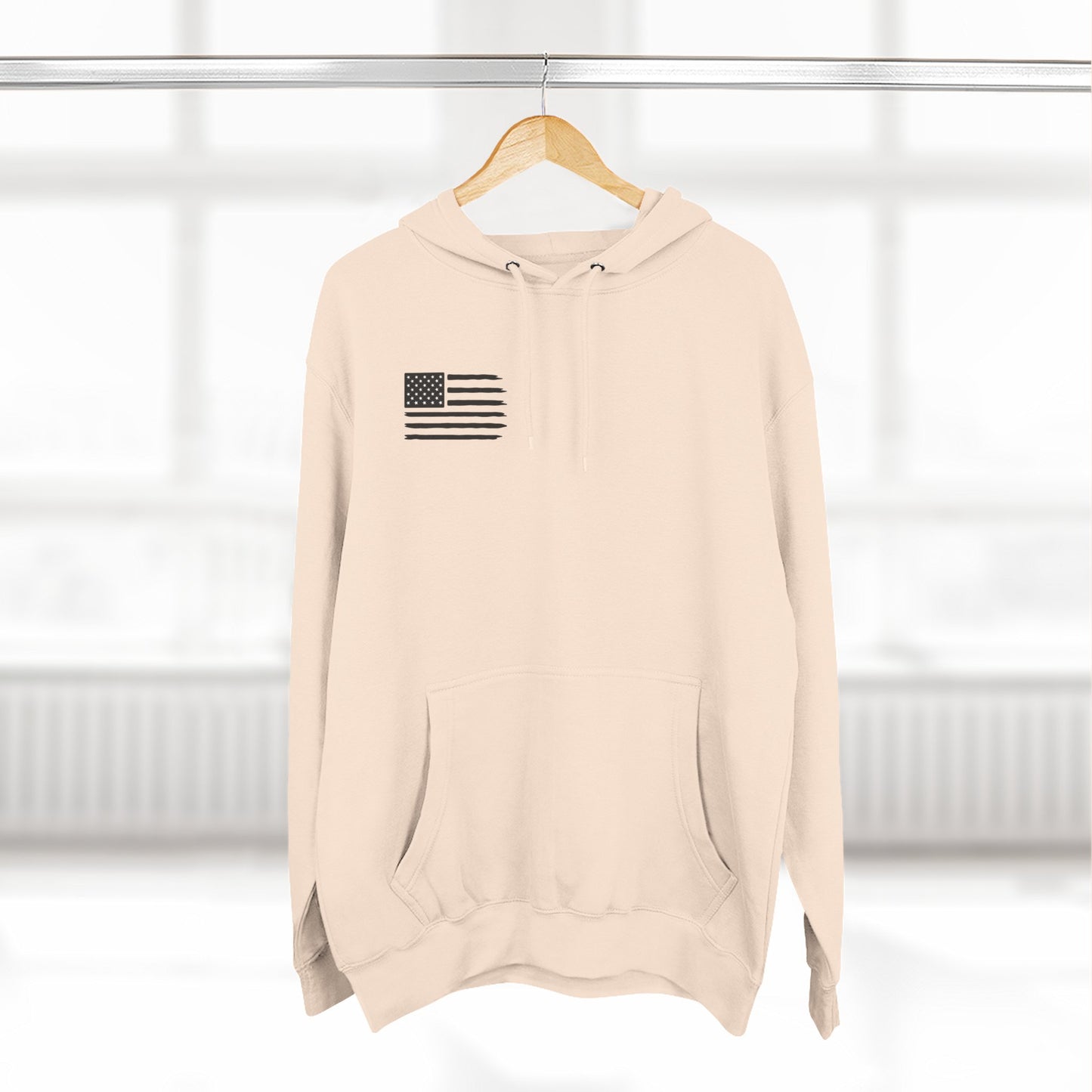 Patriotic Three-Panel Fleece Hoodie, American Flag Sweatshirt, Casual Wear for Veterans, Unisex Hoodie for Gifts, Fall Fashion Essential